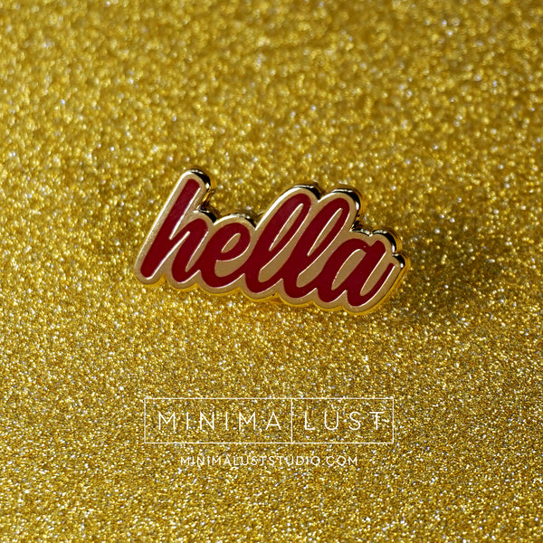 Hella Red & Gold Enamel Pin